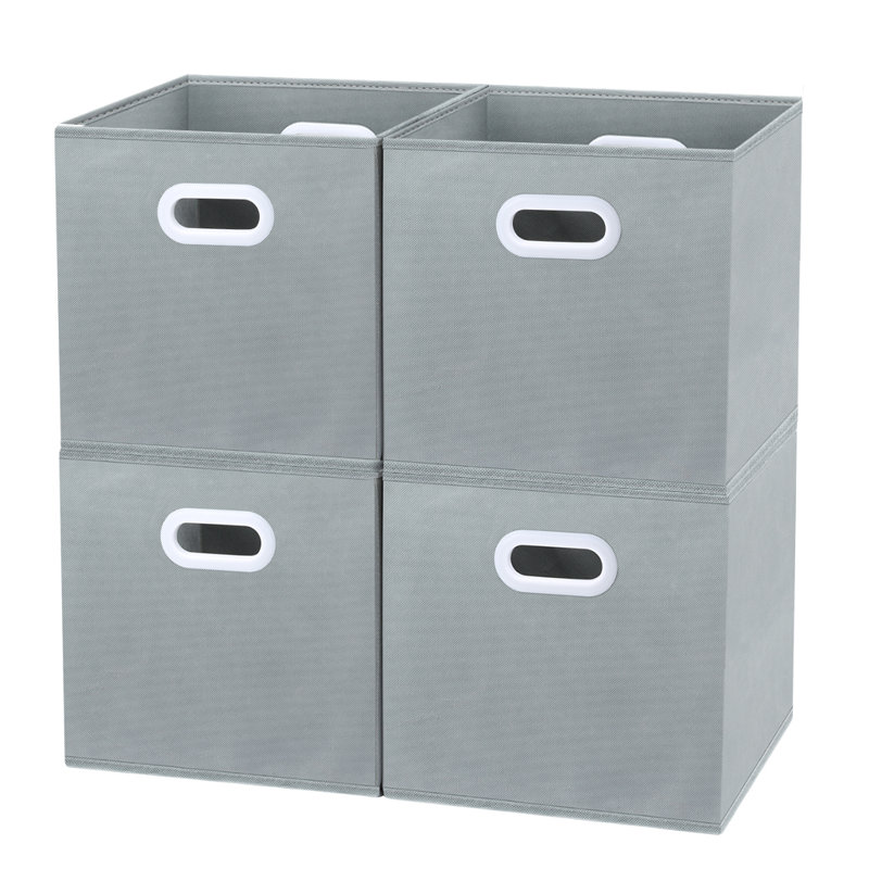Latitude Run Foldable Cube Storage Bins with Dual Handles